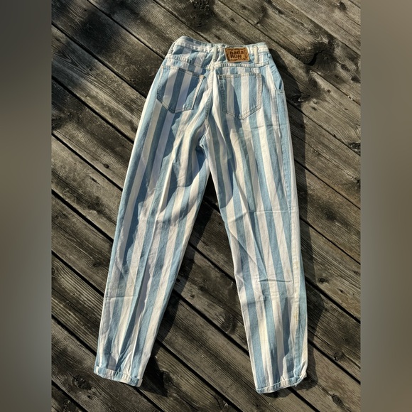 Vintage 80s Nada Nuff Striped Hight Waisted Denim Jeans - Picture 7 of 8
